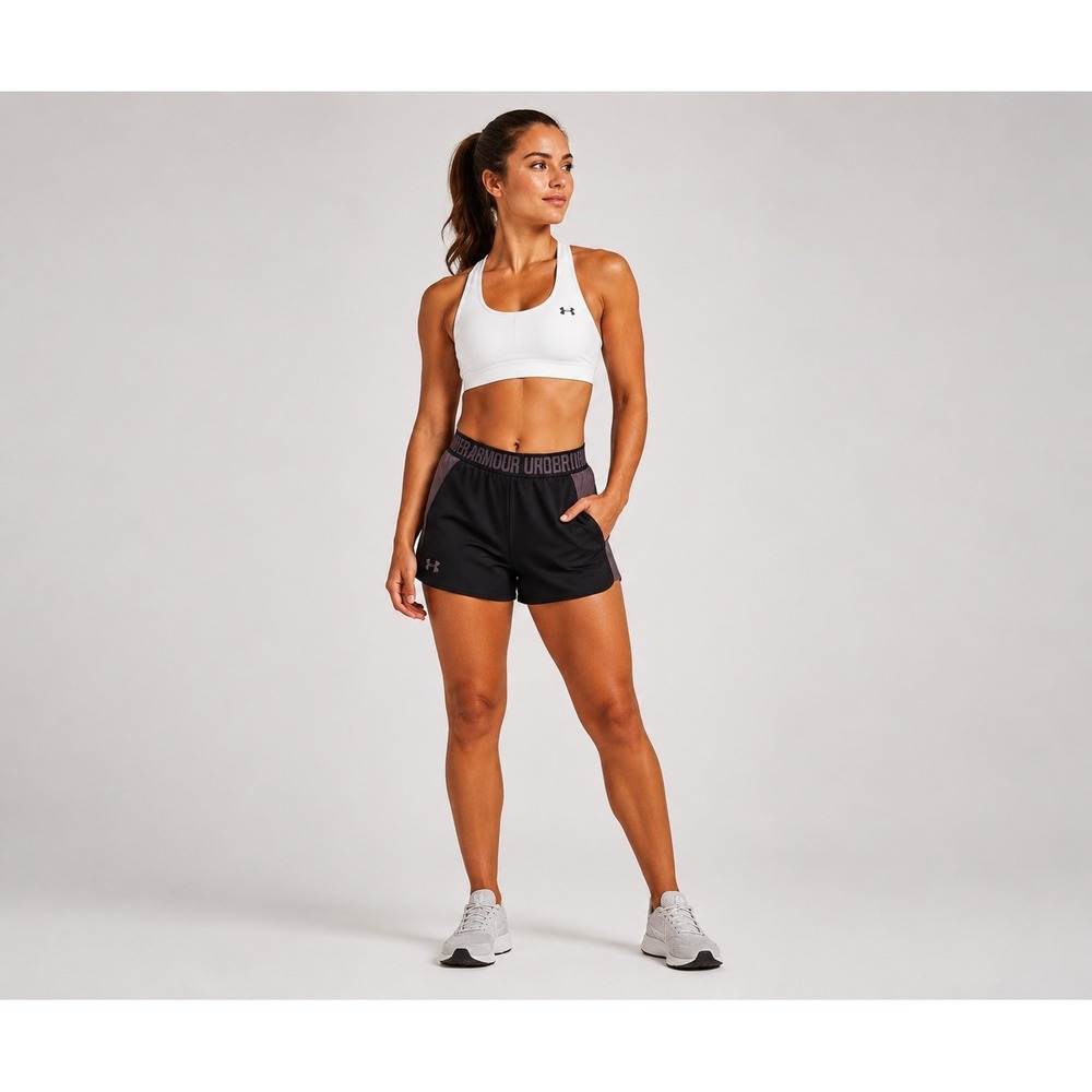 Under Armour Play Up Shorts Womens XS Black Ash Taupe HeatGear‎ Athletic Running